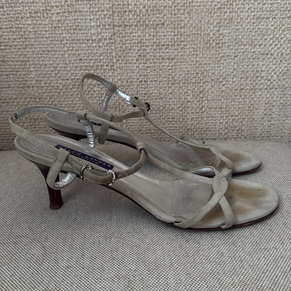 Ralph Lauren grey Heeled Sandals with Strappy Design